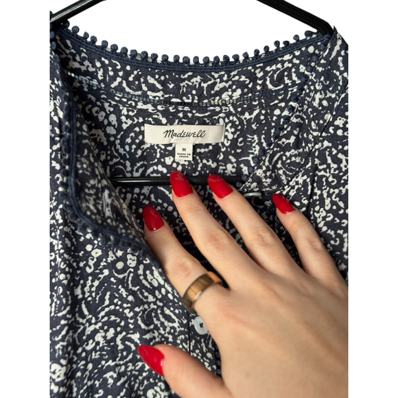 Women's Madewell Shirred Lace-Trim Top in Night Indigo - Picture 6 of 9